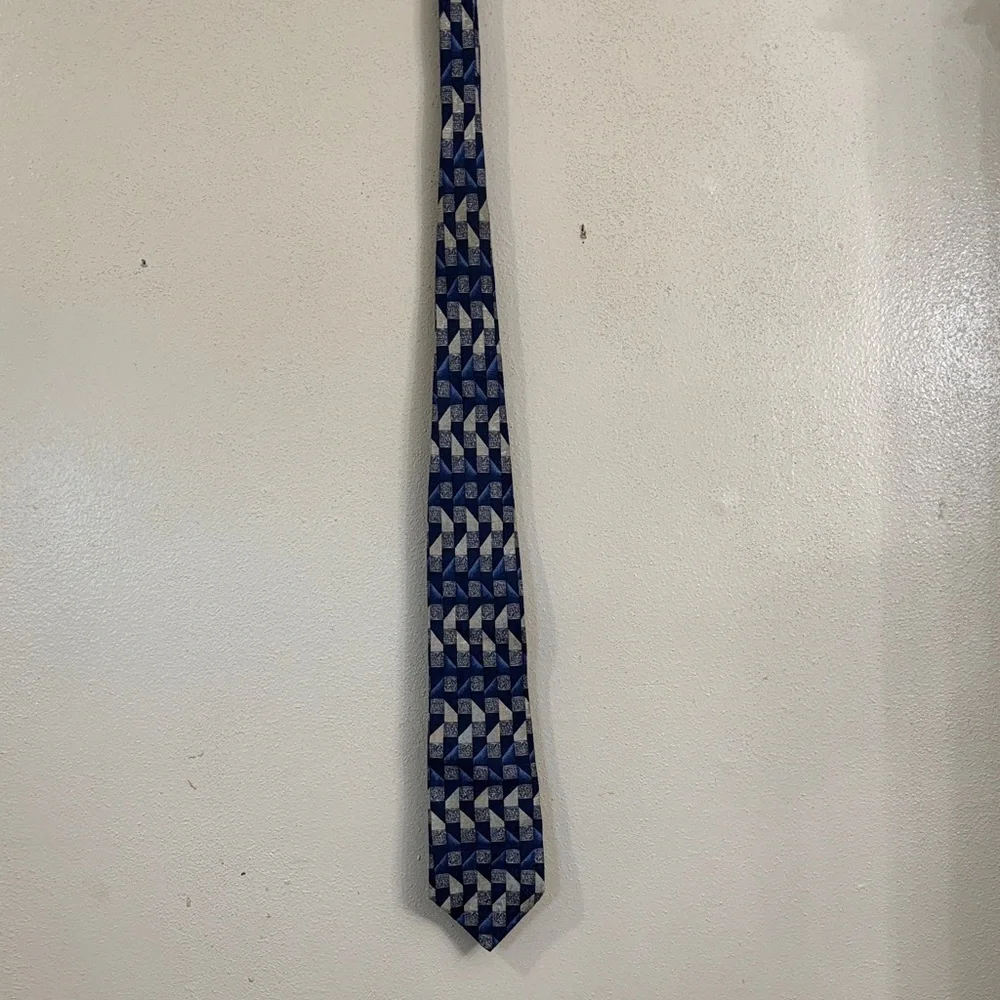 RICHEL ROYAL Stylish Blue and Gray Geometric Men's Tie
